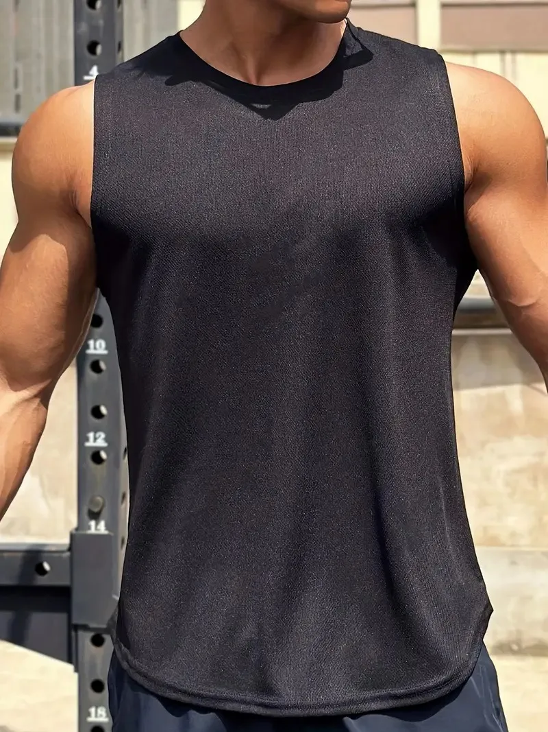 1 Piece Plus Size Summer Men's GYM Tank Top Quick Dry Breathable Sleeveless Tees Sports/fitness Men's Clothing
