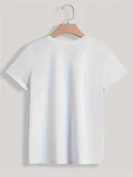 Années 90 T-shirt Paris Femmes Imprimé T-shirt Fille Manches Courtes Col rond Haut Décontracté pour L'été Printemps Vêtements Pour Femmes 2
