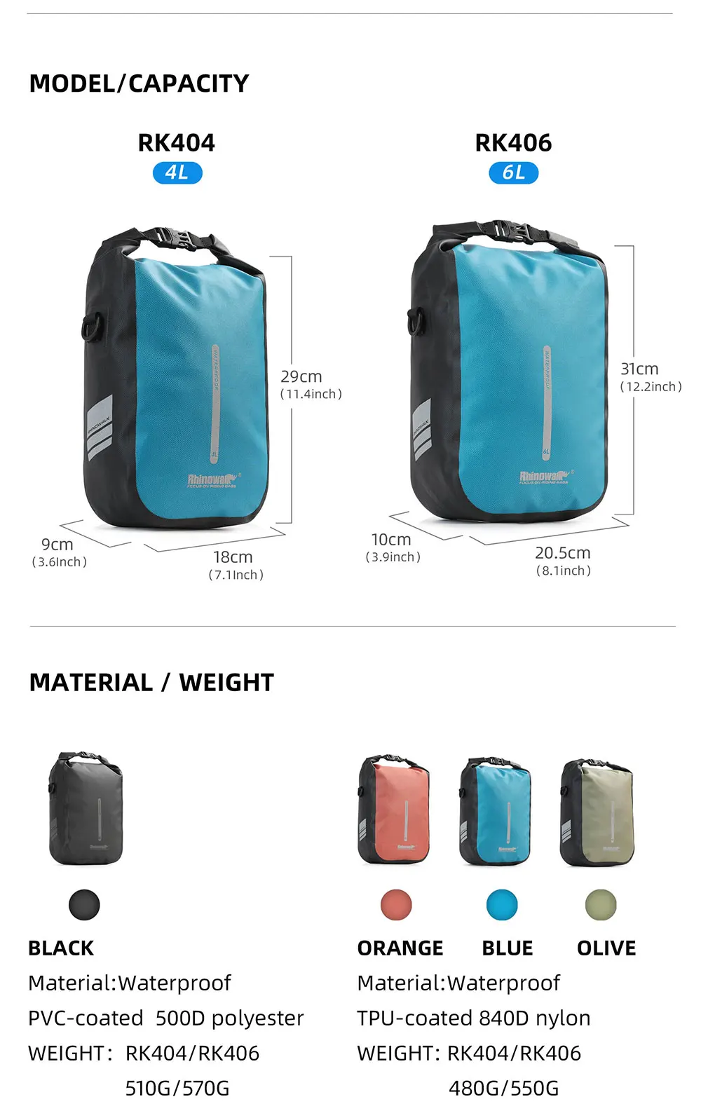 Rhinowalk 4L 6L Elektrische Roller Tasche 100% Wasserdichte Sport Roller Fahrrad Quick Release Gabel Tasche Zubehör Für Xiaomi – Detail 12
