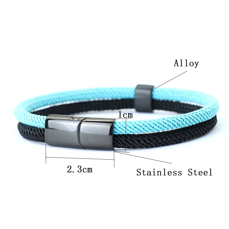 Mens Stainless Steel Nautical Rope Bracelet with Magnet Buckle
