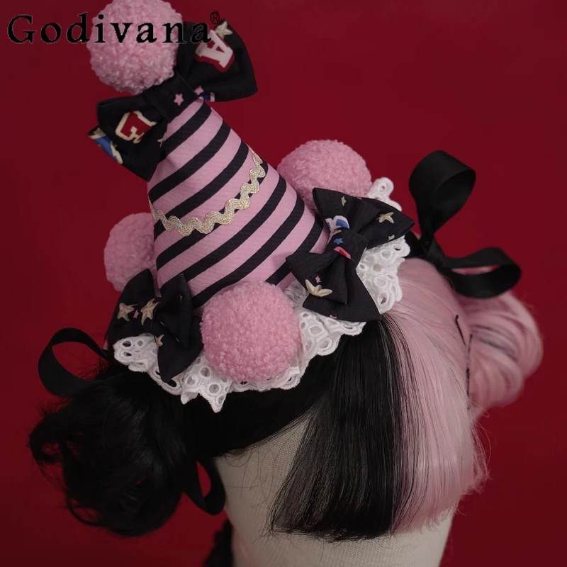 Women's Headwear Hair Clips Original Design Cosplay Accessories Circus Hats Female Street Flags and Ribbons Lolita Hat - 4