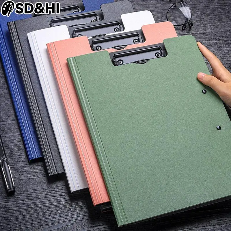 

A4 File Folder Clipboard Writing Pad Memo Clip Board Double Clips Test Paper Storage Organizer School Supplies Office Stationary