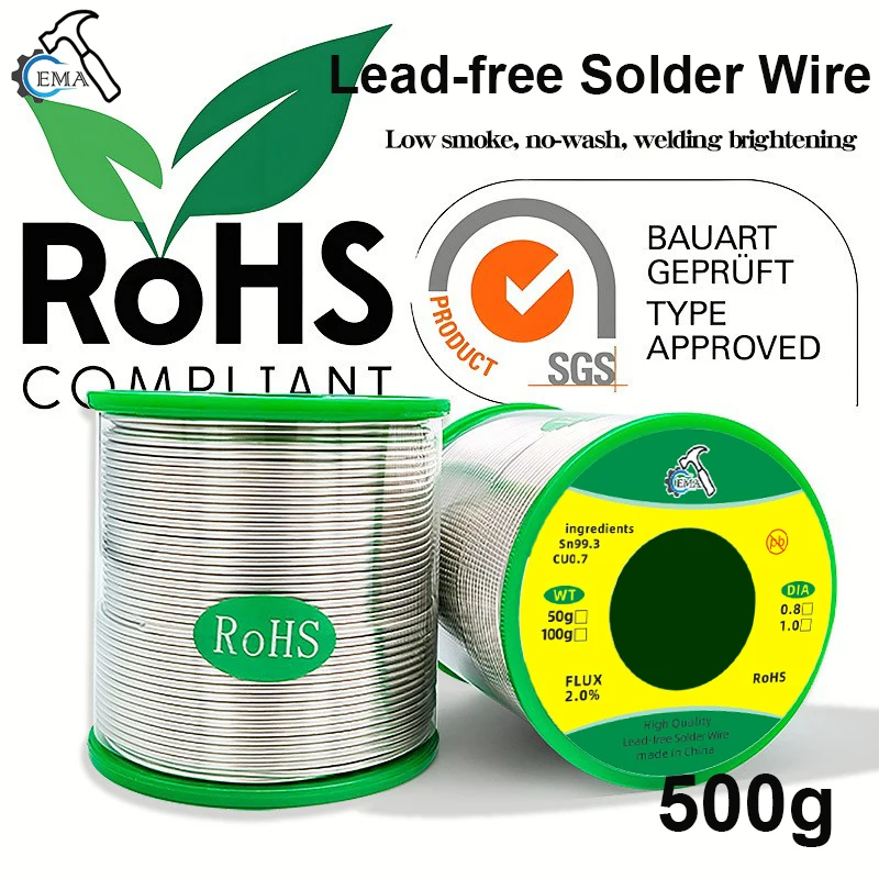 Fil à souder sans plomb, 0.5-1.0mm, noyau de colophane sans plomb pour soudure électrique RoHs, 20g/50g/100g/200g/500g, 1 pièce