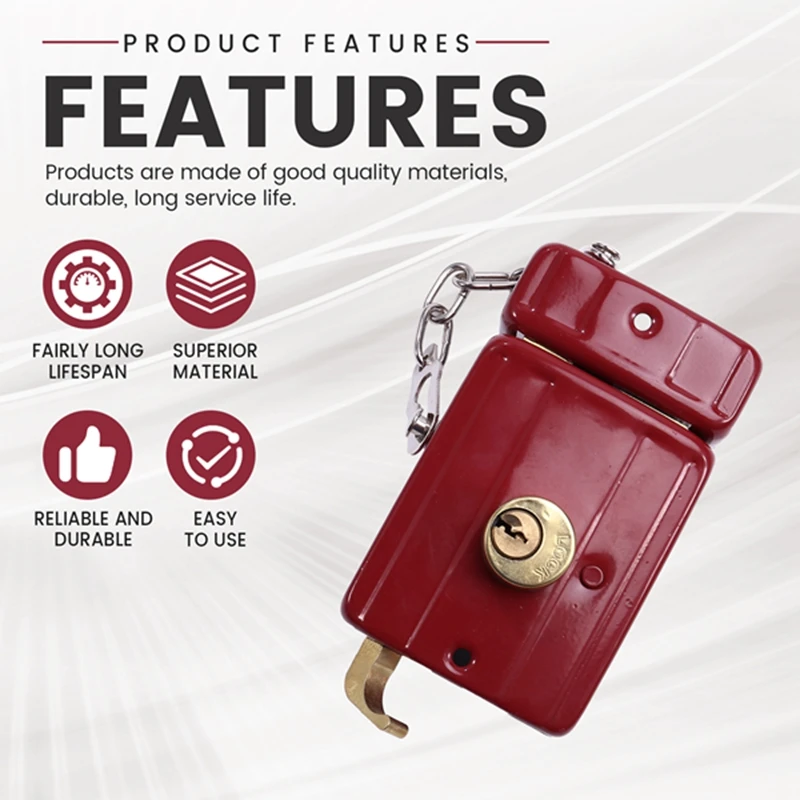 A32R-Cast Iron Anti-Theft Lock Exterior Door Multiple Insurance Security Household Indoor Dormitory With Key Wooden Door Lock