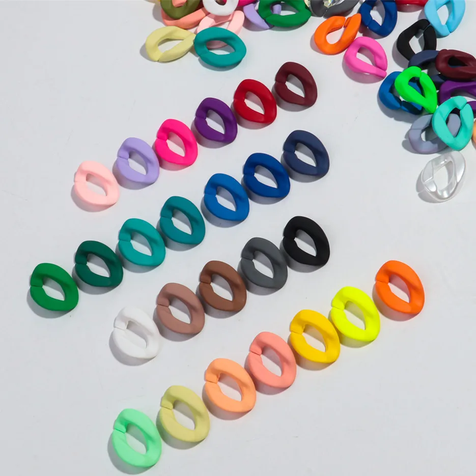 20 piezas 20x30mm acrílico esmerilado cadena de eslabones cuadrados cuentas sueltas para pulsera collar gafas cadena hacer accesorios de joyería DIY