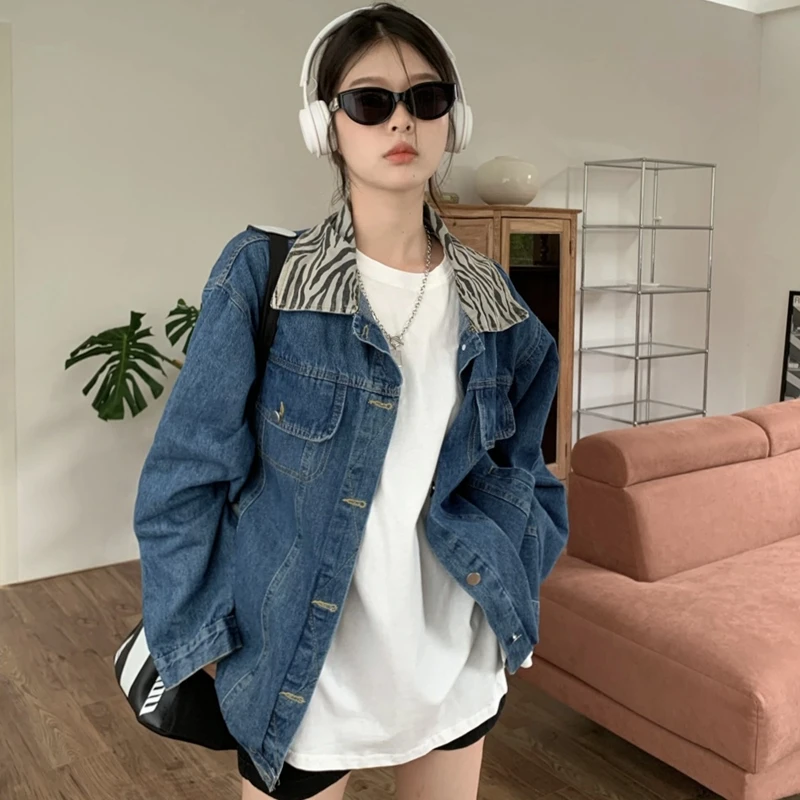 

2023 New Women's Jacket Coat Vintage Slouchy Loose Panels Denim Casual Versatility Free Shipping