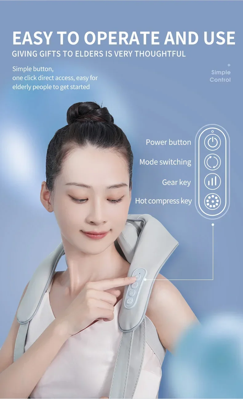 Multifunctional Massage Shawl, Cervical Spine And Back Massager, Heating And Kneading Trapezius Muscle Charging Back Buckle Type
