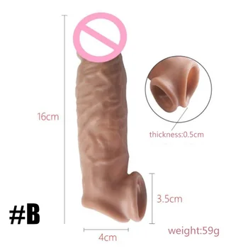 Realistic Penis Extension Cock Sleeve Reusable Silicone Penis Enlarger Delay Condoms For Men Dildo Enhancer Sex Toys 3