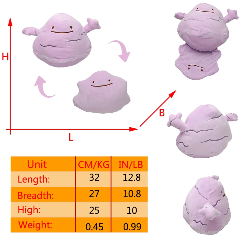thumbnail image 1 of Pokemon Ditto Fliped Plush Doll Dragonite Magikarp Trubbish Double-Sided Doll Soft Stuffed Peluche Anime Birthday Xmas Gift, 1 of 5