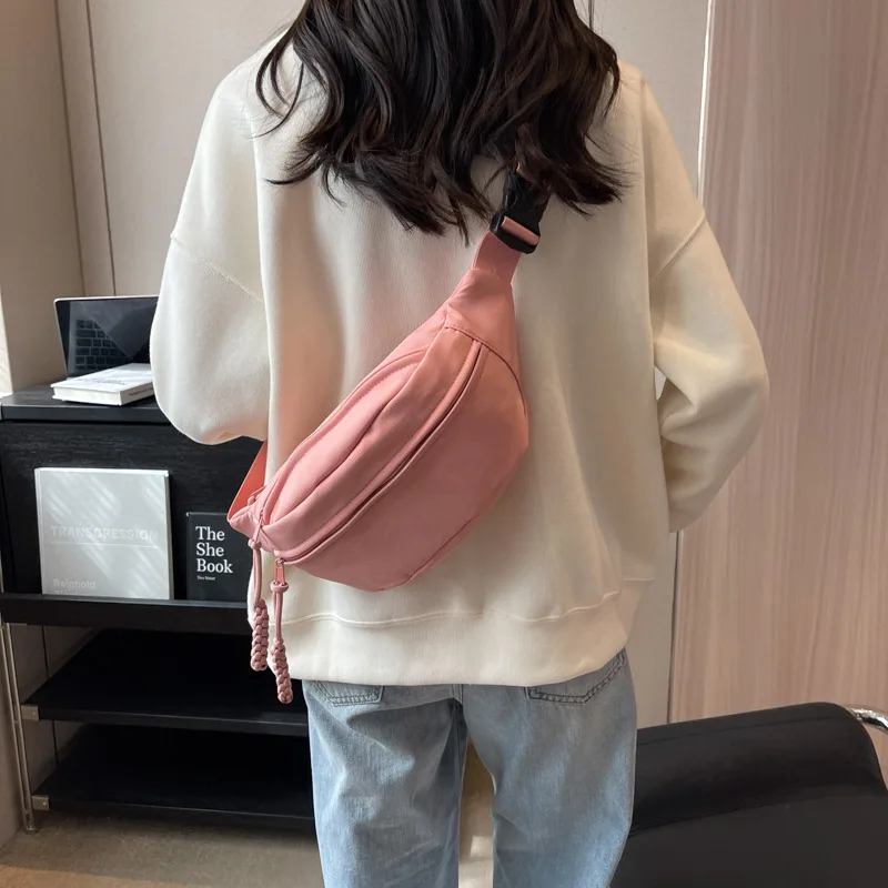 Borsa a tracolla da donna, Marsupio sportivo in tela, Marsupio a mezzaluna casual per corsa - immagine 6