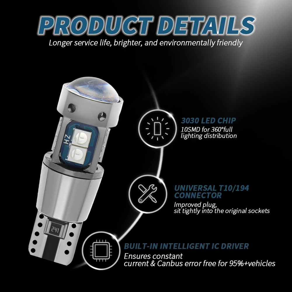 10x ���� ǰ�� T10 W5W ���� ���� 3030 LED �ڵ��� ���׸��� ���� �� �� ��Ŀ ���� 168 194 LED �ڵ� ���� ���� ����