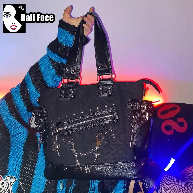 バッグ studded leather one shoulder bag Y2K 00s Studded Purses Y2k Shoulder Bag 90s Punk Women Small Shouder