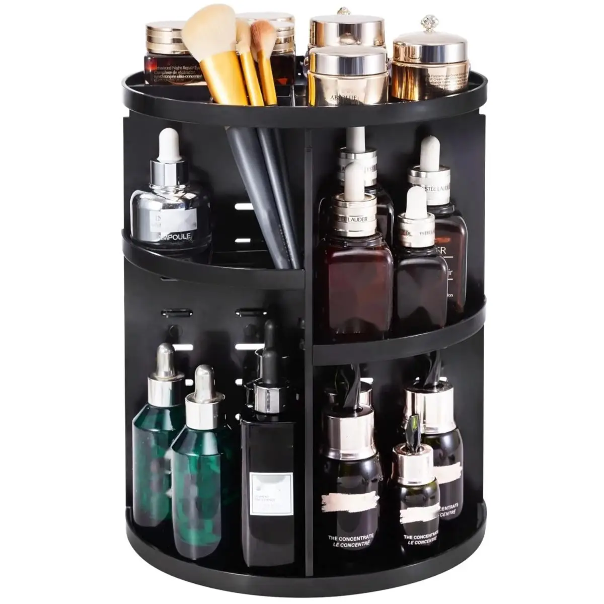 1pc 360 Spinning Makeup Organizer, Lazy Susan Rack Cosmetic Carousel Storage Shelf, Great for Countertop and Bathroom, Clear 2