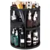 1pc 360 Spinning Makeup Organizer, Lazy Susan Rack Cosmetic Carousel Storage Shelf, Great for Countertop and Bathroom, Clear 2