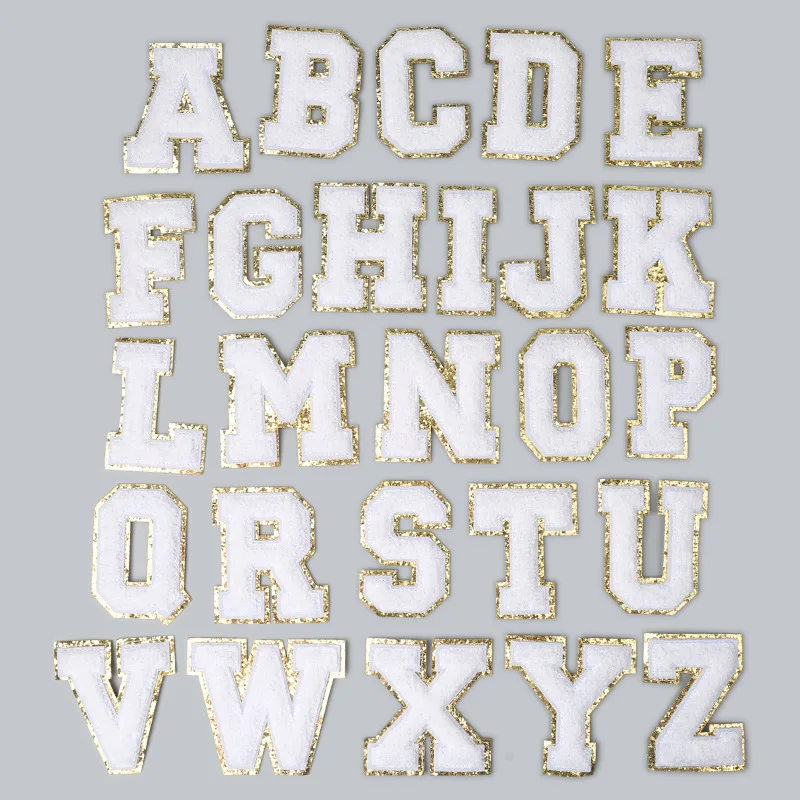 English Alphabet Letter Embroidery Patches Hot Melt Adhesive Sew On Brand Cloth Accessories Stickers Name Patches