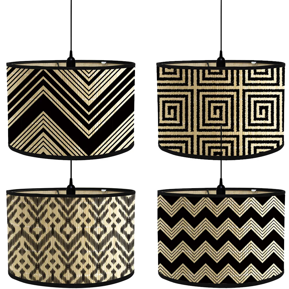 

Абажур в стиле ретро с цветочным принтом, домашний декор в японском стиле, Бамбуковая художественная люстра, настенная лампа с крышкой