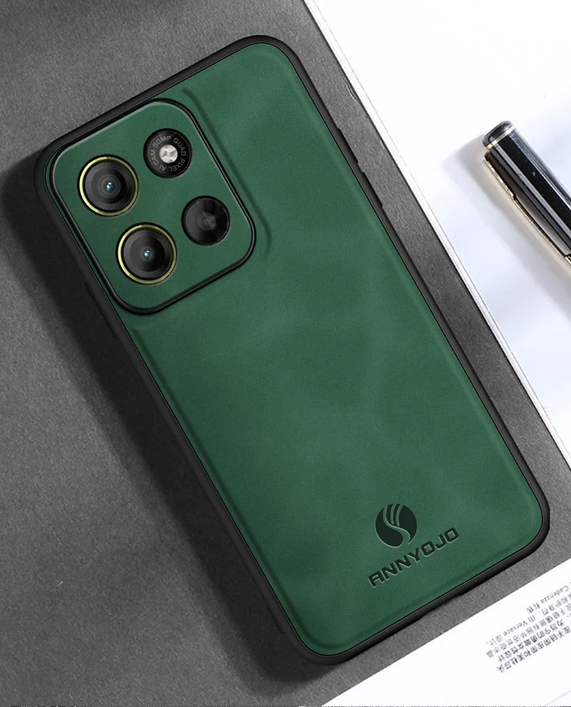 Sleek Matte Leather Case with Built-in Metal Car Holder