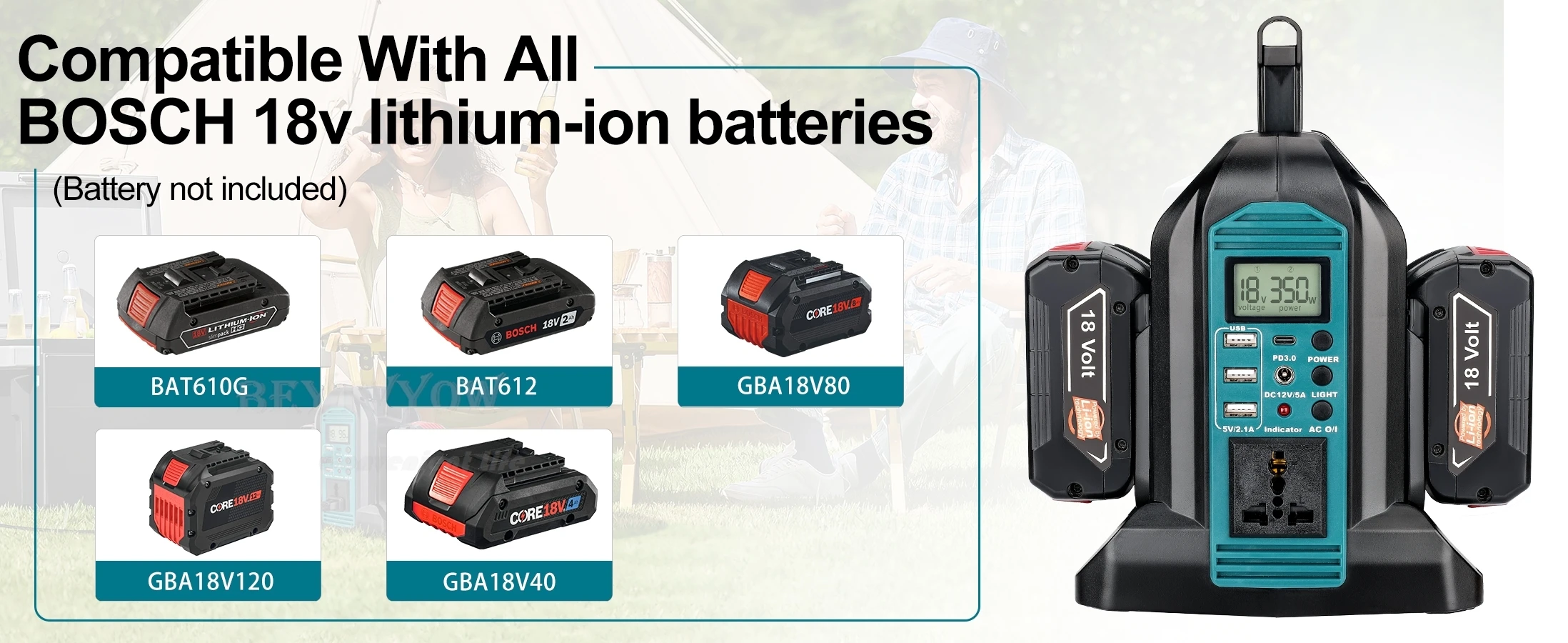 Inverter for Makita 18V Battery Inverter for Bosch 18V Battery 350W 120V/220-230