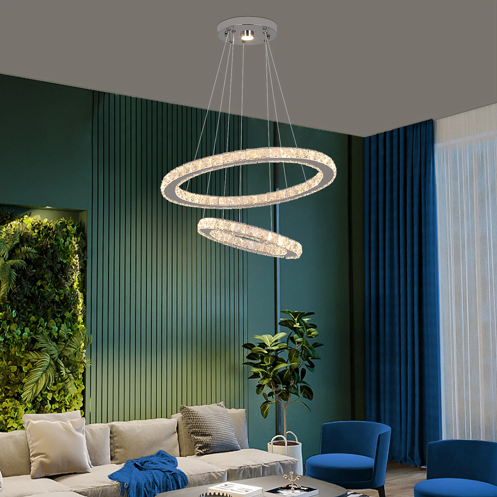 Vetrulus Moderner LED-Kristall-Kronleuchter - Luxuriöse Deckenleuchte für Wohnzimmer, Schlafzimmer, Küche, Hängelampe, Wohndekoration – Detail 5