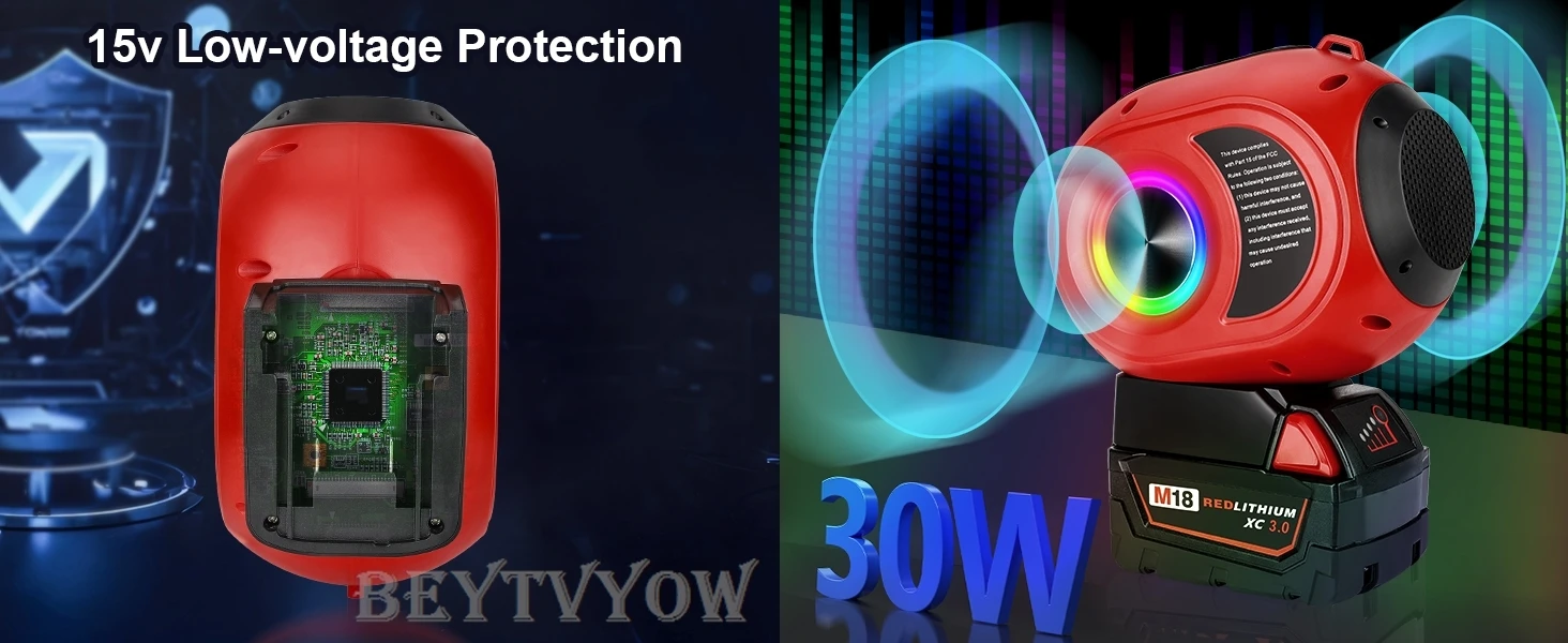Bluetooth Speaker for Milwaukee 18v Battery Wireless Speaker with HD Sound BT 5.