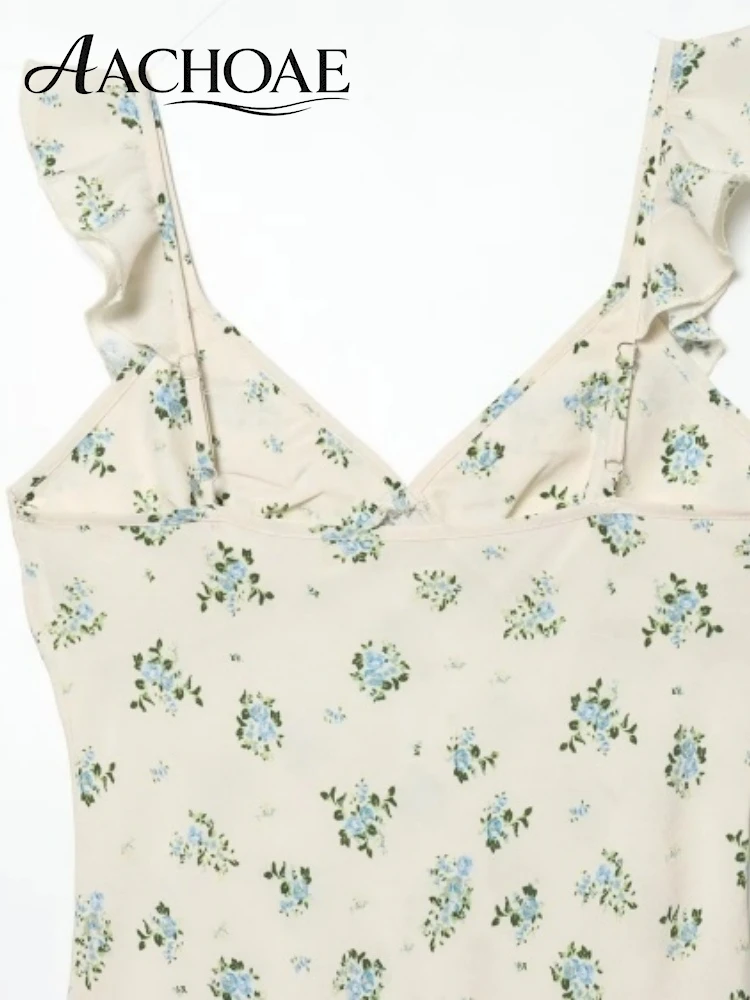Floral Print Ruffle Strap Sleeveless Maxi Dress With Vintage Boho Summer Style — photo 5