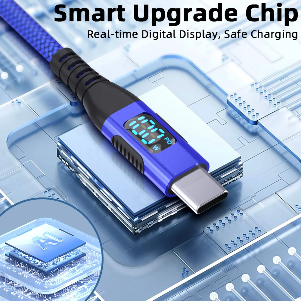 60W/100W USB C To Type C Fast Charging Mobile Phone Data Cable 1M 2M 3M 100W Charger Wire For Xiaomi Samsung Dual PD Data Cord