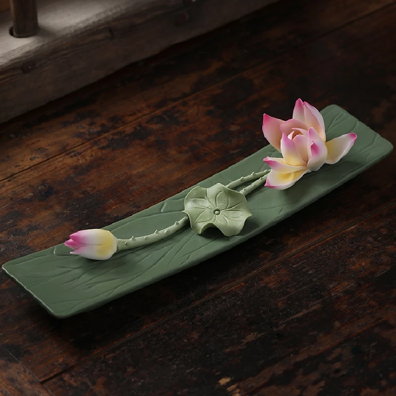 0023 Ceramic Handmade Lotus Incense Holder Zen Incense Burner Creative Design Room Decorations Birthday Gift Tray Base