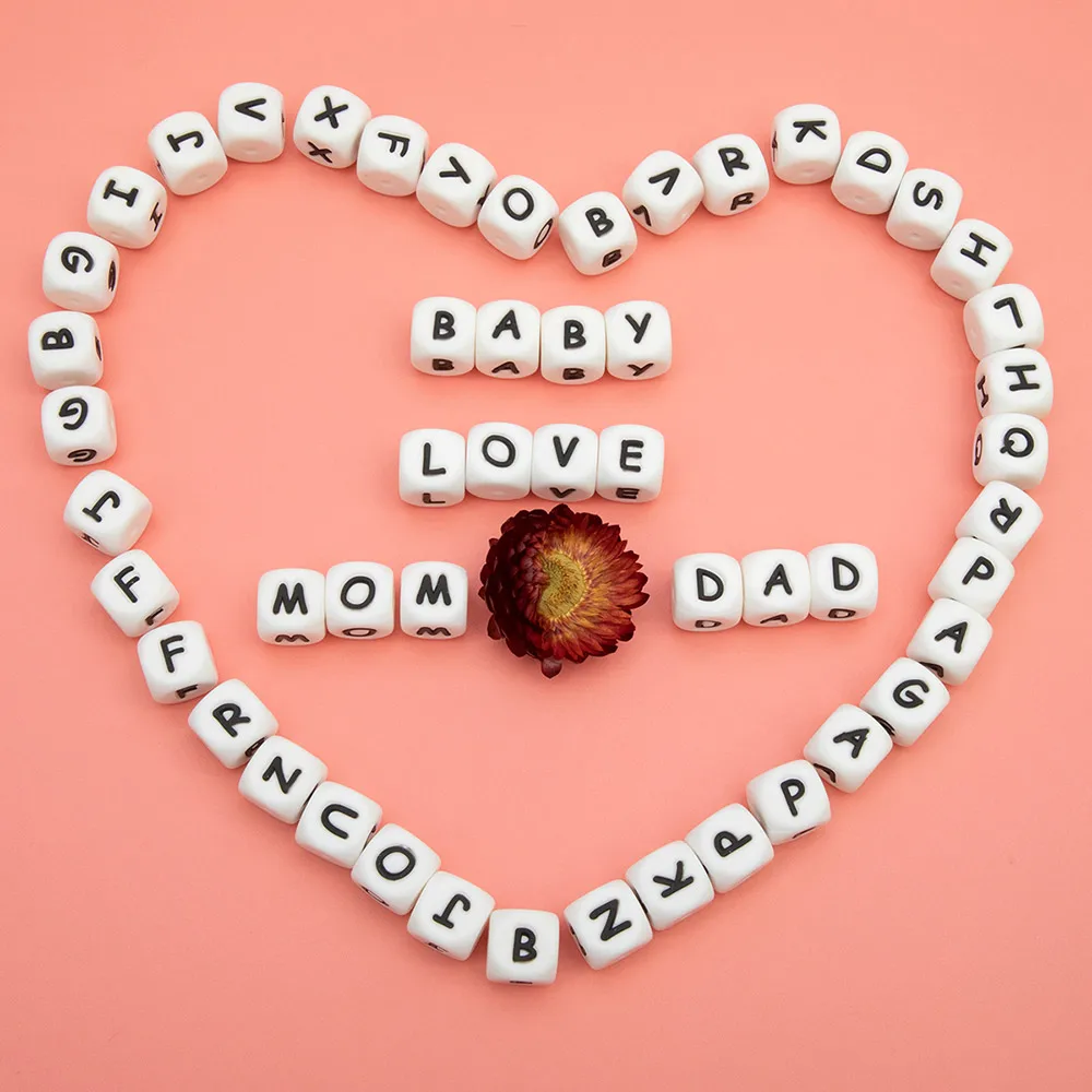 

26pcLetter Silicone Beads Baby Teether Beads Chewing Alphabet Bead for Personalized Name DIY Teething Necklace Baby Accessories