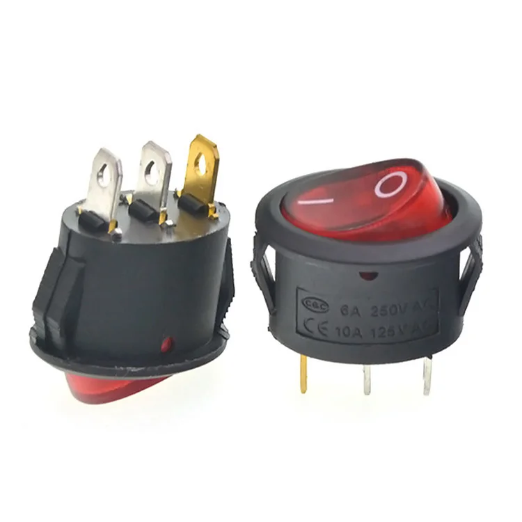Electric kettle Electric kettle Power supply rocker Round with light boat oval switch 2/3 pin 2/3rd gear 6A/250V