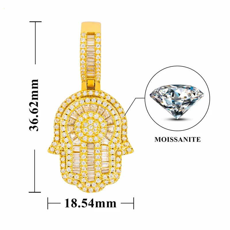 

FP2242 Lefei Exquisite Luxury Trendy Classic Moissanite Design Hiphop Hand Palm Pendant Necklaces Women s925 Silver Jewelry Gift