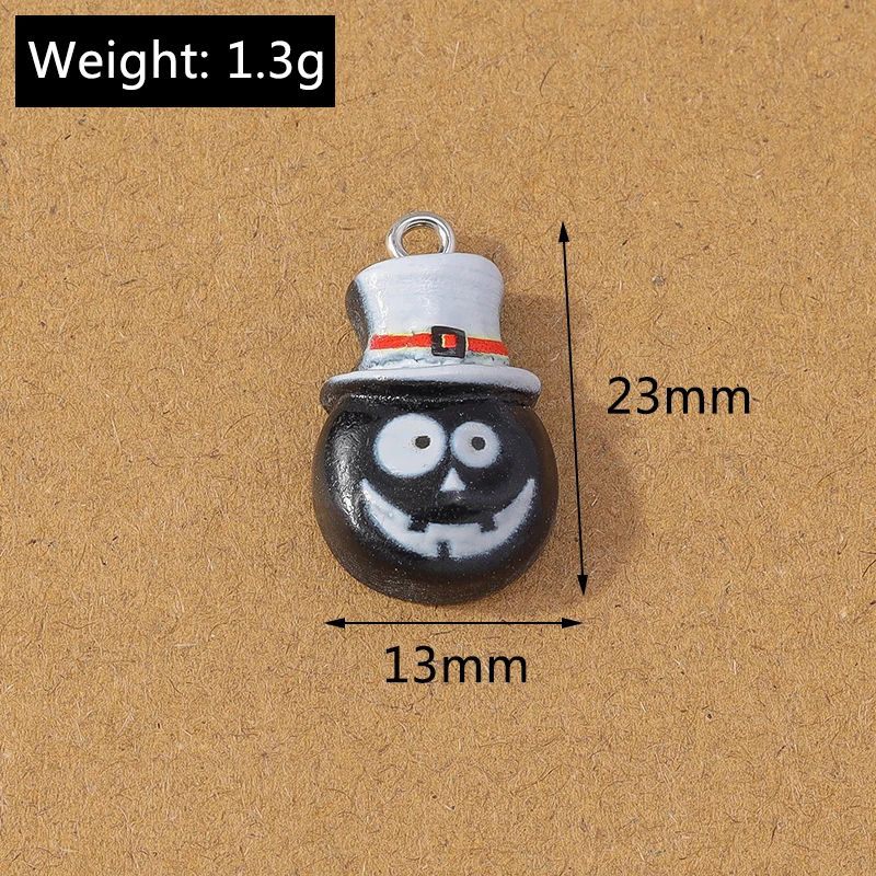 10 Stück süße Harz Halloween Charm Fledermaus Geist Kürbis Anhänger für Ohrringe Halskette DIY Armband Schmuckherstellung Zubehör – Detail 11