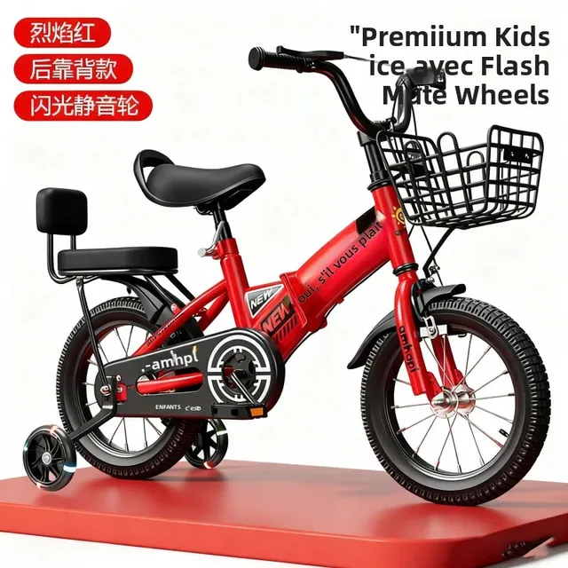 Grande roue clignotante rouge pour enfants, vélo pliant, voiture jouet poussette de 2 à 8 ans, pédale de vélo, Style dossier, jouet d'activité amusante 1