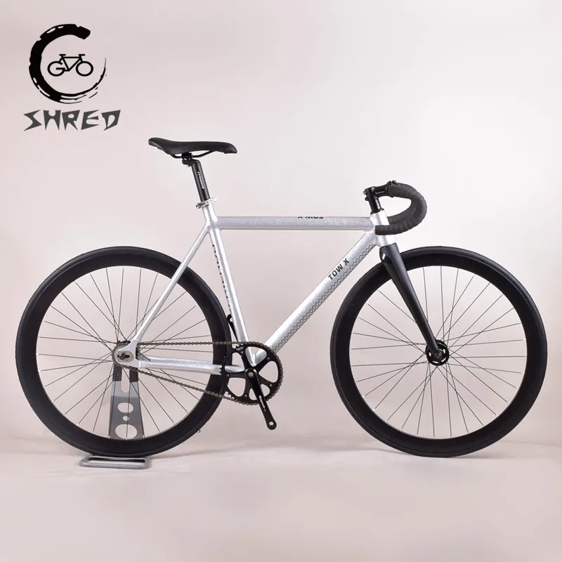 

Song&Friends TOW-X Fixed Gear Bike Cracked Silver 700c Transition Diameter Aluminum Frame Carbon Fork 55cm High Quality Bicycle