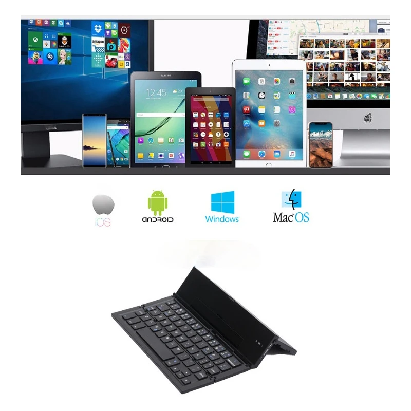 Portable Mini Folding Bluetooth Wireless Keyboard for Samsung Z Fold 5 4 32 Tablet Laptop PC IOS Windows Android Foldable Keypad