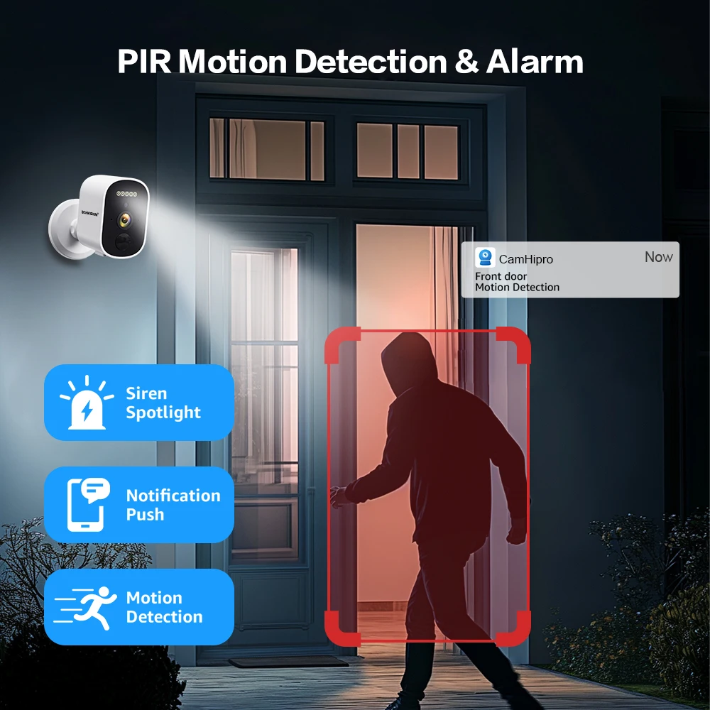 2K 3MP FHD WIFI Solar Panel Camera built-in 2*18650 Battery Color Night Vision Magnetic Base Two Way Audio Security Camera 3