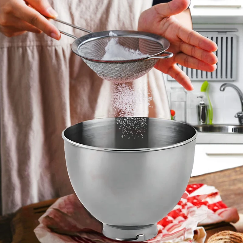 Mixer Bowl 1 Piece Stainless Steel Mixer Bowl For Kitchenaid Classic&Artisan Series 4.5-5 Quart