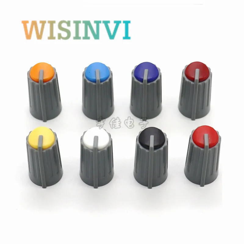 Mixer Knob Cap Potentiometer Knob Cap 10PCS Mixer Adjustment Knob Diameter 10.5mm Height 18mm Plastic 270 degrees D-Shaped Inner Hole 6mm