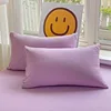Washed Cotton 2pcs Solid color Pillowcases Home Bedding Decorative Pillow Cover Wedding Super Soft Pillow Case 4