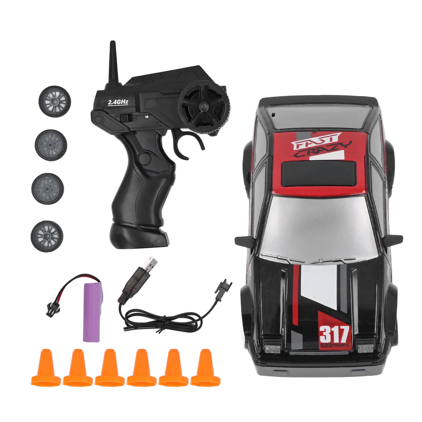 

1/24 RC Speed Car Toy 2.4G Remote Control Drift Car Toy Rechargeable 4WD Vehicle Model Gift For Kids