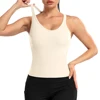 Attraco Women Sports Tank Tops Solid U Neck Racerback Slim Fit with Padded High Elastic Running Yoga Cycling Tops 4