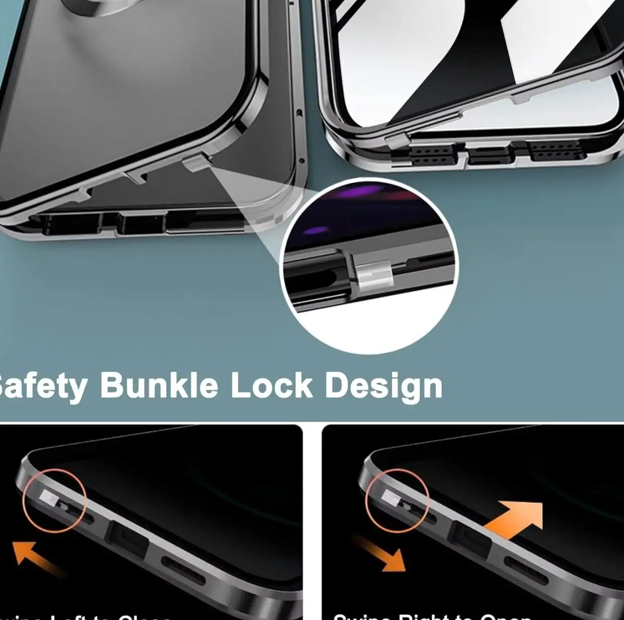 Sleek Anti-Spying Magnetic Phone Case with Privacy Screen & Camera Lens Protection - Black
