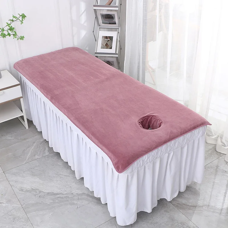 Beauty Bedsheet Cosmetic Salon Sheets Velvet Massage Treatment Bed Sheets SPA Clubhouse Dedicated Breathable Bed Sheet with Hole 4