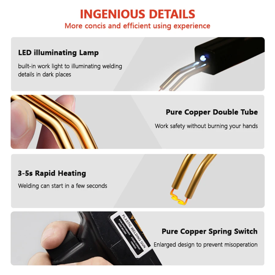 جهاز لحام بلاستيك أسود بقدرة 50 واط، مزود بأربعة ر...