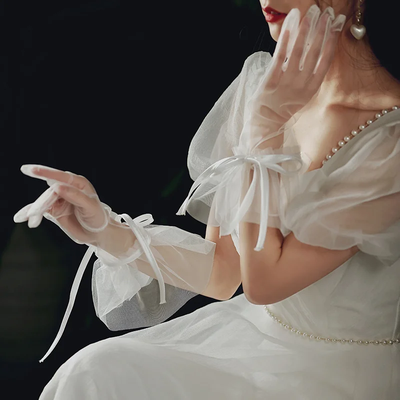 Wedding Dress Gloves Glove Mesh Tulle Spring Summer Short Party Dancing