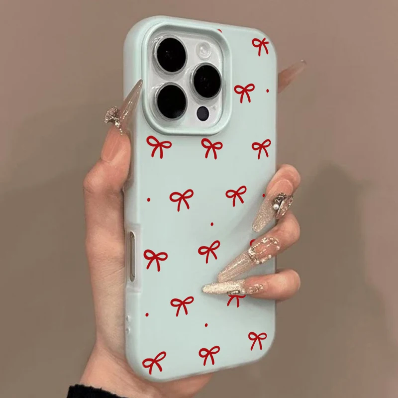 Red Bow Dots Shockproof Candy Phone Case