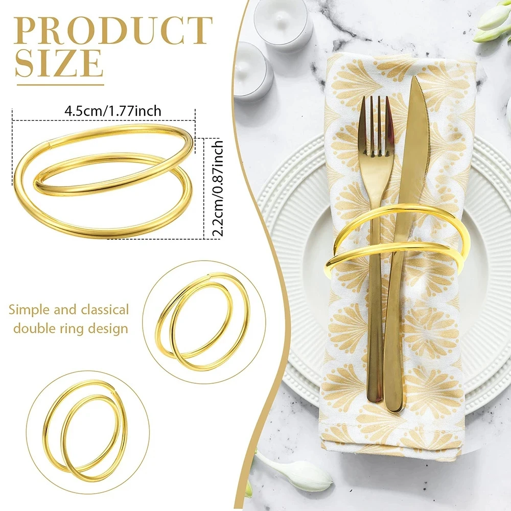 4/6/12PCS Table Napkins Holder Golden Napkin Ring Metal Exquisite Napkin Rings for Wedding Party Dinner Hotel Table Decoration