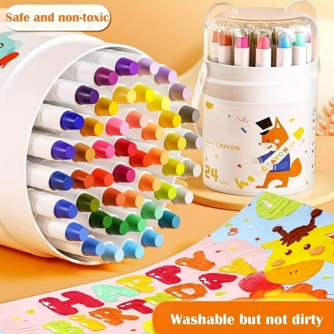 Vibrant Washable Oil Crayons - Safe & Non-Staining Art Supplies, Perfect Festival Gift
