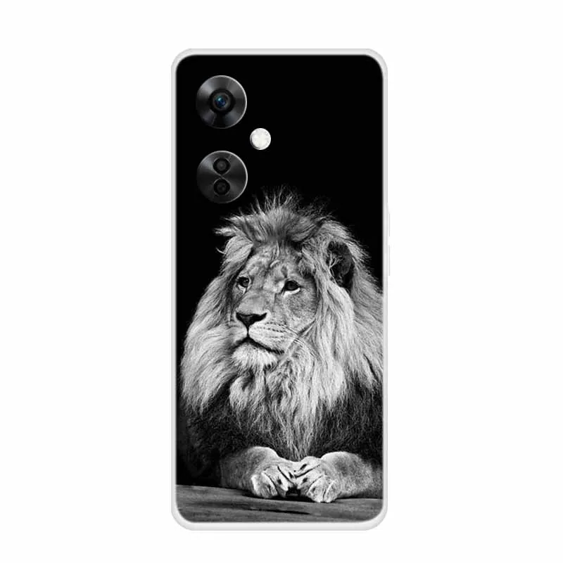 Clear Wolf Design Soft TPU Silicone Phone Cover - Transparent Etui for OnePlus Nord CE 3 Lite
