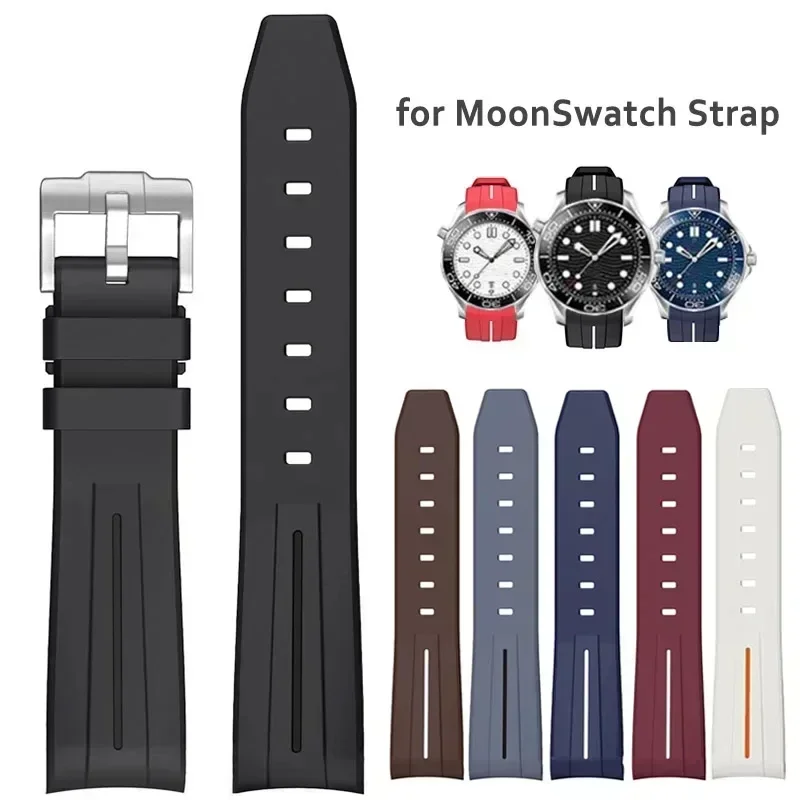 Silicone Diving Sport Watch Band – Waterproof Curved End Rubber Strap