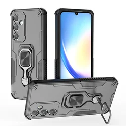 Armor Metal Ring Stand Shockproof Rugged Back Cover Case for Samsung A06 4G (WK-Black)
